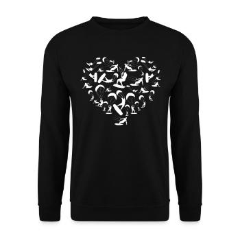 Kiteboarding Silhouettes Kitesurfing Heart - Unisex Pullover - Schwarz - Vorne - Alina (178cm) & Michal (187cm)