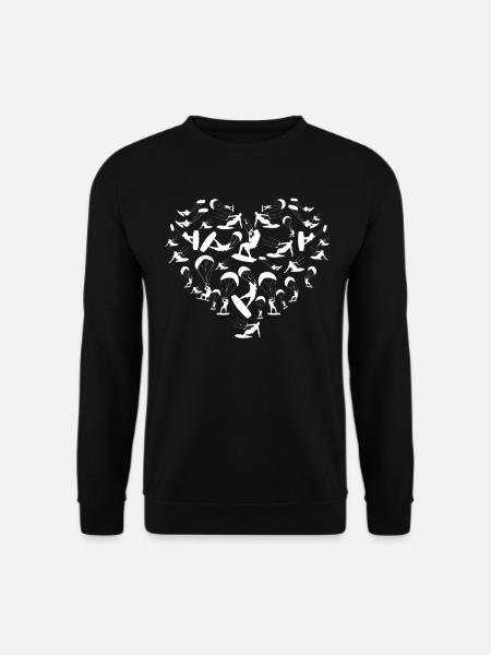 Kiteboarding Silhouettes Kitesurfing Heart - Unisex Pullover - Schwarz