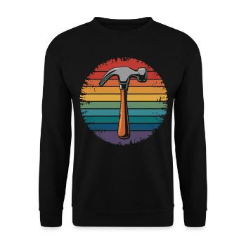 Retro Vintage Hammer Tool Lover Gifts Carpenter - Unisex Sweatshirt - black - Front - Alina (178cm) & Michal (187cm)