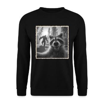 raton laveur, selfie, Bigfoot, drôle de raton laveur Photo - Sweat-shirt Unisexe - noir - Devant - Alina (178cm) & Michal (187cm)