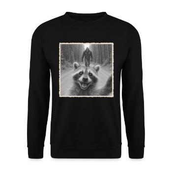 raton laveur, selfie, Bigfoot, drôle de raton laveur Photo - Sweat-shirt Unisexe - noir - Devant - Alina (178cm) & Michal (187cm)