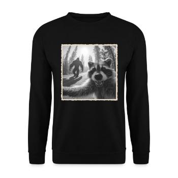raton laveur, selfie, Bigfoot, drôle de raton laveur Photo - Sweat-shirt Unisexe - noir - Devant - Alina (178cm) & Michal (187cm)
