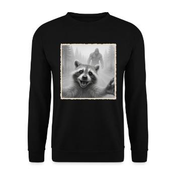 raton laveur, selfie, Bigfoot, drôle de raton laveur Photo - Sweat-shirt Unisexe - noir - Devant - Alina (178cm) & Michal (187cm)