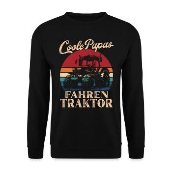 Cool Dappas Conduisant Tracteur Rétro Papa Cadeau - Sweat-shirt Unisexe - noir - Devant - Alina (178cm) & Michal (187cm)