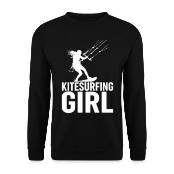 Kitesurfing girl - Kiteboarding Kitesurfer - Unisex Pullover - Schwarz - Vorne - Alina (178cm) & Michal (187cm)