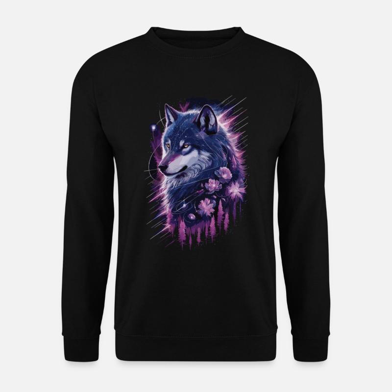 Loup galactique dans la forêt stellaire - Sweat-shirt Unisexe - noir