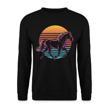 Retro Vintage Horse Animal Lover Horse Gifts - Unisex Pullover - Schwarz - Vorne - Alina (178cm) & Michal (187cm)