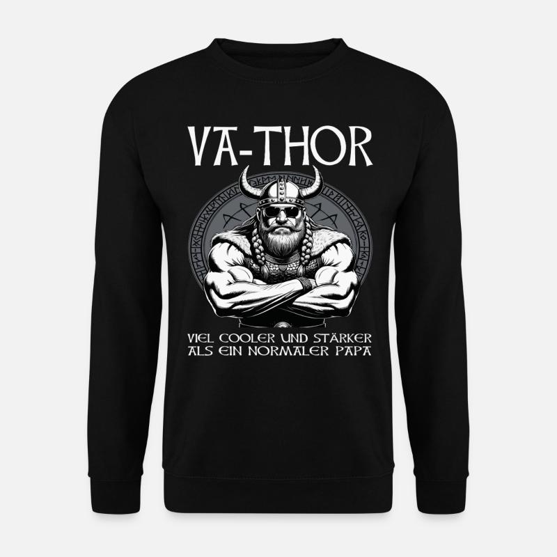 VA-THOR WIKINGER Vater Papa Viking Vatertag - Unisex Pullover - Schwarz