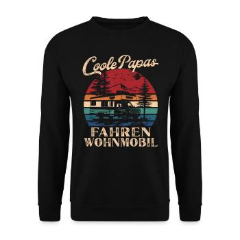 Coole Papas fahren Wohnmobil Retro Vater Geschenk - Unisex Pullover - Schwarz - Vorne - Alina (178cm) & Michal (187cm)