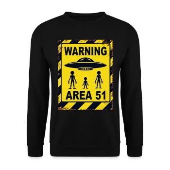 Area 51 UFO-Warnung – Betreten auf eigene Gefahr - Unisex Pullover - Schwarz - Vorne - Alina (178cm) & Michal (187cm)