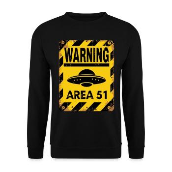 Area 51 UFO-Warnung – Betreten auf eigene Gefahr - Unisex Pullover - Schwarz - Vorne - Alina (178cm) & Michal (187cm)