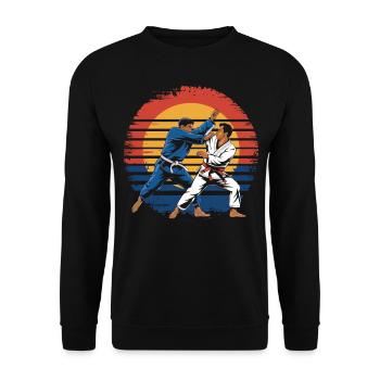 Rétro Vintage Jiu Jitsu Arts Martiaux Grappling - Sweat-shirt Unisexe - noir - Devant - Alina (178cm) & Michal (187cm)