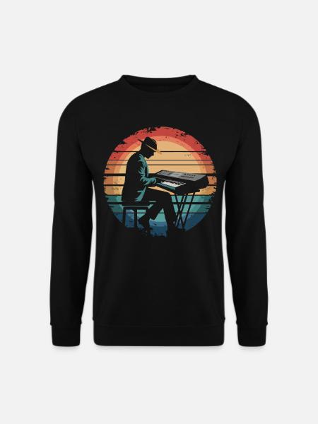 Retro Vintage Keyboard Player Sunset Music Lover - Unisex Pullover - Schwarz