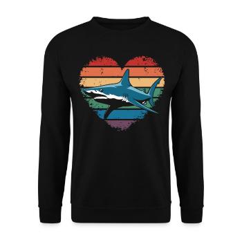 Rétro Vintage Hammerhead Shark Ocean Divers Cadeaux - Sweat-shirt Unisexe - noir - Devant - Alina (178cm) & Michal (187cm)