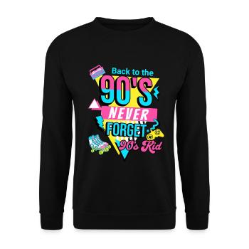 Back to the 90s Retro Nostalgie 90er Kind - Unisex Pullover - Schwarz - Vorne - Alina (178cm) & Michal (187cm)