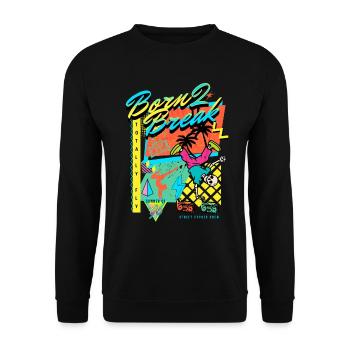 Born 2 Break 90er Nostalgie Design - Unisex Pullover - Schwarz - Vorne - Alina (178cm) & Michal (187cm)