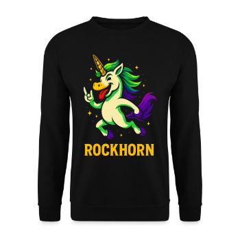 Rockhorn Einhorn Spruch Design Fabelwesen Kind - Unisex Pullover - Schwarz - Vorne - Alina (178cm) & Michal (187cm)