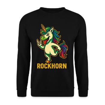 Rockhorn Einhorn Spruch Design - Unisex Pullover - Schwarz - Vorne - Alina (178cm) & Michal (187cm)