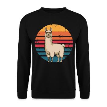 Rétro Vintage Lama Amoureux des animaux Lama Cadeaux - Sweat-shirt Unisexe - noir - Devant - Alina (178cm) & Michal (187cm)