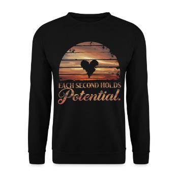 Jeder Moment zählt, Nutze jede Sekunde - Unisex Pullover - Schwarz - Vorne - Alina (178cm) & Michal (187cm)