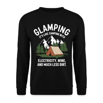 Glamping statt Camping - Unisex Pullover - Schwarz - Vorne - Alina (178cm) & Michal (187cm)