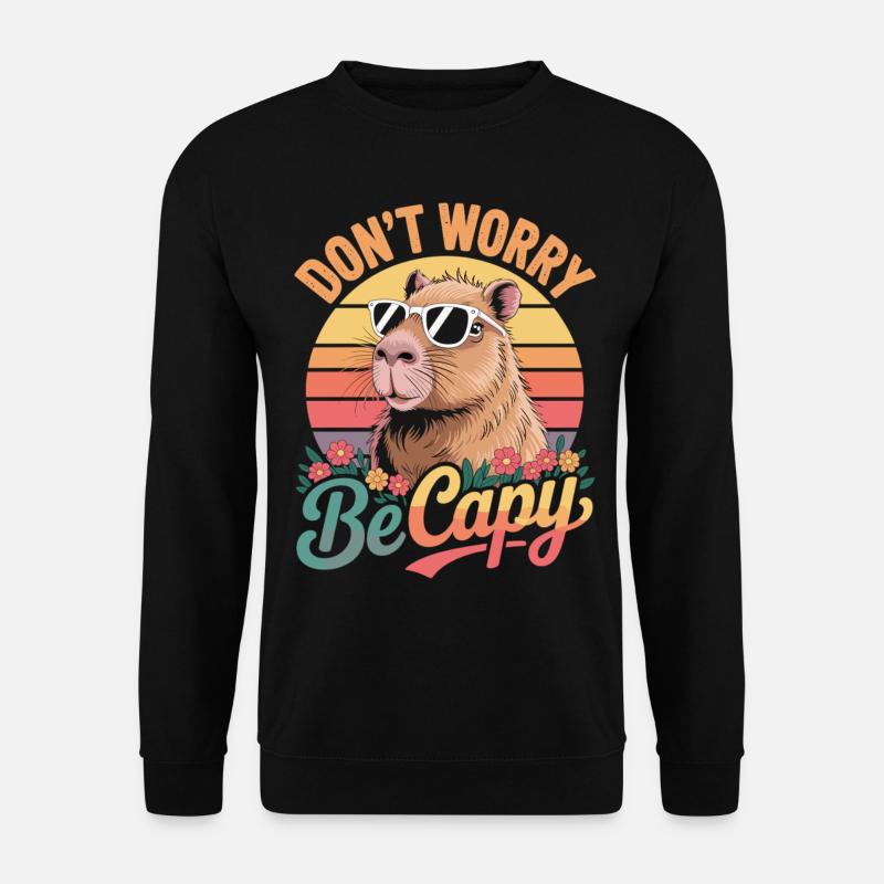 Don’t Worry Be Capy - Retro Capybara - Unisex Pullover - Schwarz