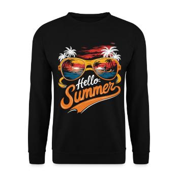 Hello Summer - Surfing and enjoying the sun - Unisex Sweatshirt - black - Front - Alina (178cm) & Michal (187cm)