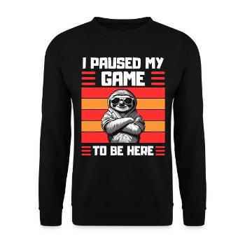 Zocker Faultier Spruch Gaming Humor - Unisex Pullover - Schwarz - Vorne - Alina (178cm) & Michal (187cm)