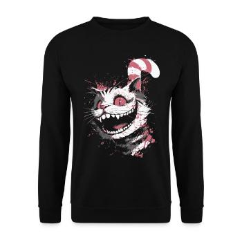 Psycho Cat Design - Look de chat Crazy Cheshire - Sweat-shirt Unisexe - noir - Devant - Alina (178cm) & Michal (187cm)