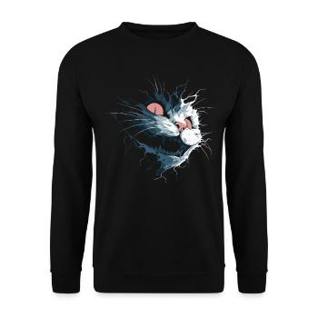 Torn Cheshire Cat – Dark Nightmare Gaze - Unisex Sweatshirt - black - Front - Alina (178cm) & Michal (187cm)