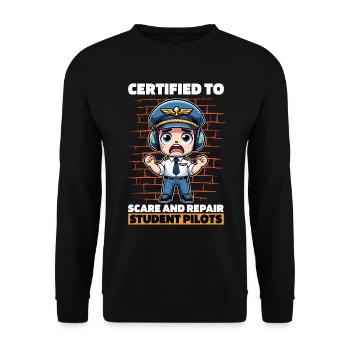 Flight Instructor Certified To Scare Pilot School - Unisex Sweatshirt - black - Front - Alina (178cm) & Michal (187cm)
