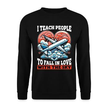 Flight Instructor I Teach People To Pilot School - Unisex Sweatshirt - black - Front - Alina (178cm) & Michal (187cm)