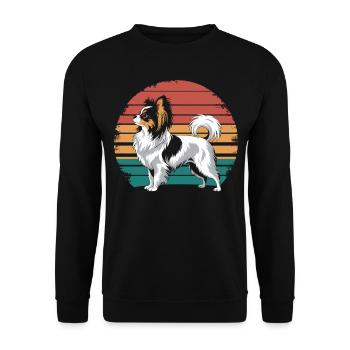 Rétro Vintage Papillon Chien Amoureux de l’Animal Papillon - Sweat-shirt Unisexe - noir - Devant - Alina (178cm) & Michal (187cm)