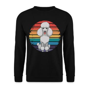 Retro Poodle Lover Dog Gifts for Poodle Owners Men - Unisex Pullover - Schwarz - Vorne - Alina (178cm) & Michal (187cm)