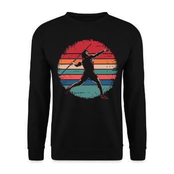 Retro Vintage Javelin Throw Track and Field - Unisex Pullover - Schwarz - Vorne - Alina (178cm) & Michal (187cm)
