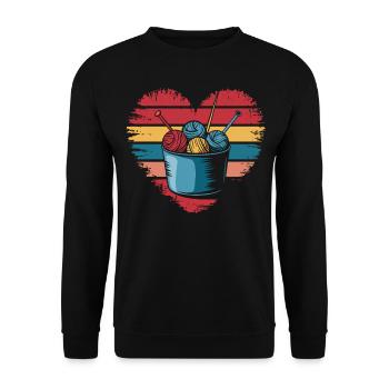 Retro Vintage Knitting Crochet Yarn Lovers Gifts - Unisex Sweatshirt - black - Front - Alina (178cm) & Michal (187cm)
