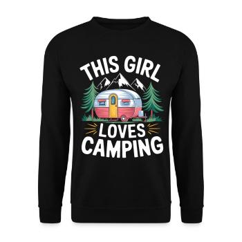 Wohnwagen Camping Girl - Unisex Pullover - Schwarz - Vorne - Alina (178cm) & Michal (187cm)
