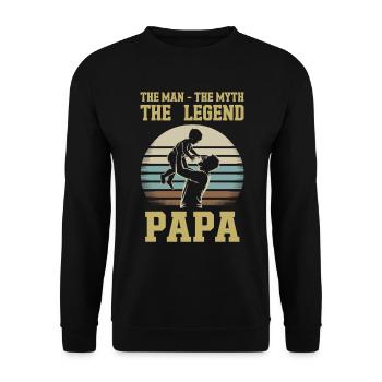 L’Homme, le Mythe, La Légende – Papa - Sweat-shirt Unisexe - noir - Devant - Alina (178cm) & Michal (187cm)