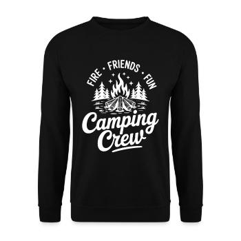 Fire Friends Fun – Camping Crew - Unisex Pullover - Schwarz - Vorne - Alina (178cm) & Michal (187cm)