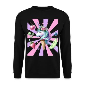 Einhorn Eis Kinder Mädchen Jungen Teenie Einhörner - Unisex Pullover - Schwarz - Vorne - Alina (178cm) & Michal (187cm)