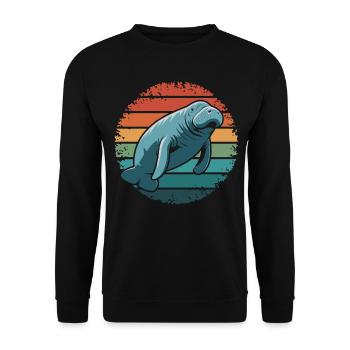 Lamantin Rétro Vintage Océan Animal Drôle Vache de Mer - Sweat-shirt Unisexe - noir - Devant - Alina (178cm) & Michal (187cm)