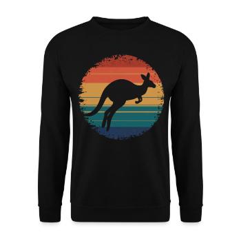 Rétro Vintage Kangourou Amoureux des animaux Faune - Sweat-shirt Unisexe - noir - Devant - Alina (178cm) & Michal (187cm)