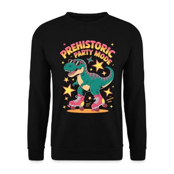 Dino on roller skates in prehistoric party mode - Unisex Sweatshirt - black - Front - Alina (178cm) & Michal (187cm)