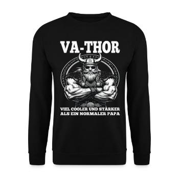 VA-THOR VIKING Père Papa Viking Fête des Pères - Sweat-shirt Unisexe - noir - Devant - Alina (178cm) & Michal (187cm)