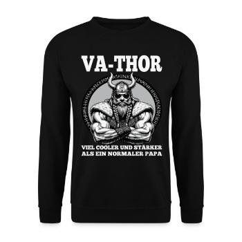 VA-THOR VIKING Père Papa Viking Fête des Pères - Sweat-shirt Unisexe - noir - Devant - Alina (178cm) & Michal (187cm)
