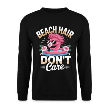 Chemise d’été flamant rose avec dicton - Sweat-shirt Unisexe - noir - Devant - Alina (178cm) & Michal (187cm)