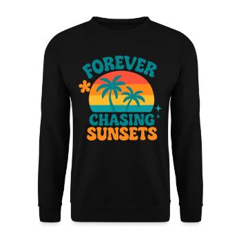 forever chasing sunsets - Unisex Sweatshirt - black - Front - Alina (178cm) & Michal (187cm)