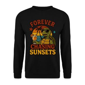 Toujours à la poursuite des couchers de soleil Tortue - Sweat-shirt Unisexe - noir - Devant - Alina (178cm) & Michal (187cm)