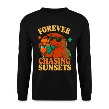Forever Chasing Sunsets Lizard - Unisex Pullover - Schwarz - Vorne - Alina (178cm) & Michal (187cm)