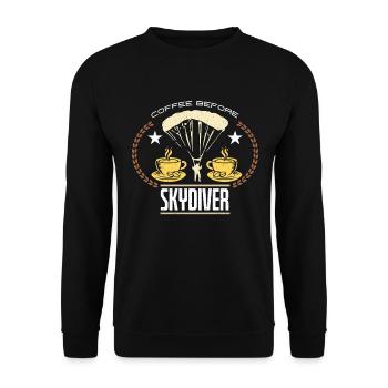 Skydiver Coffee Before Parachuting Coffee Lover - Unisex Sweatshirt - black - Front - Alina (178cm) & Michal (187cm)